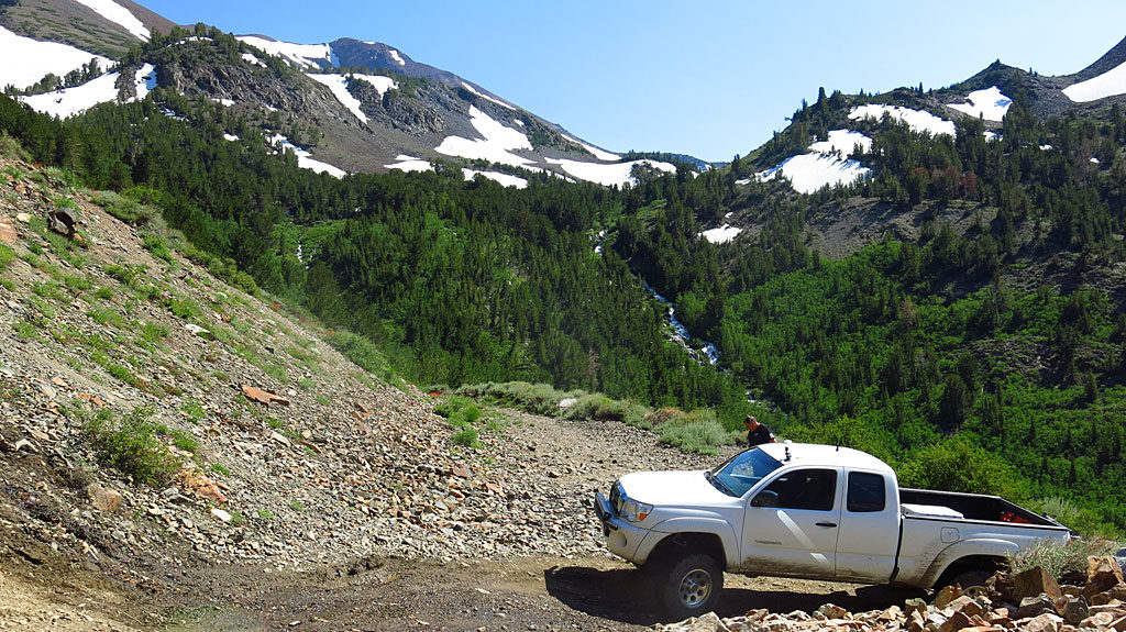 We stopped at one of the road's switchbacks to gawk at the waterfalls and scenery.