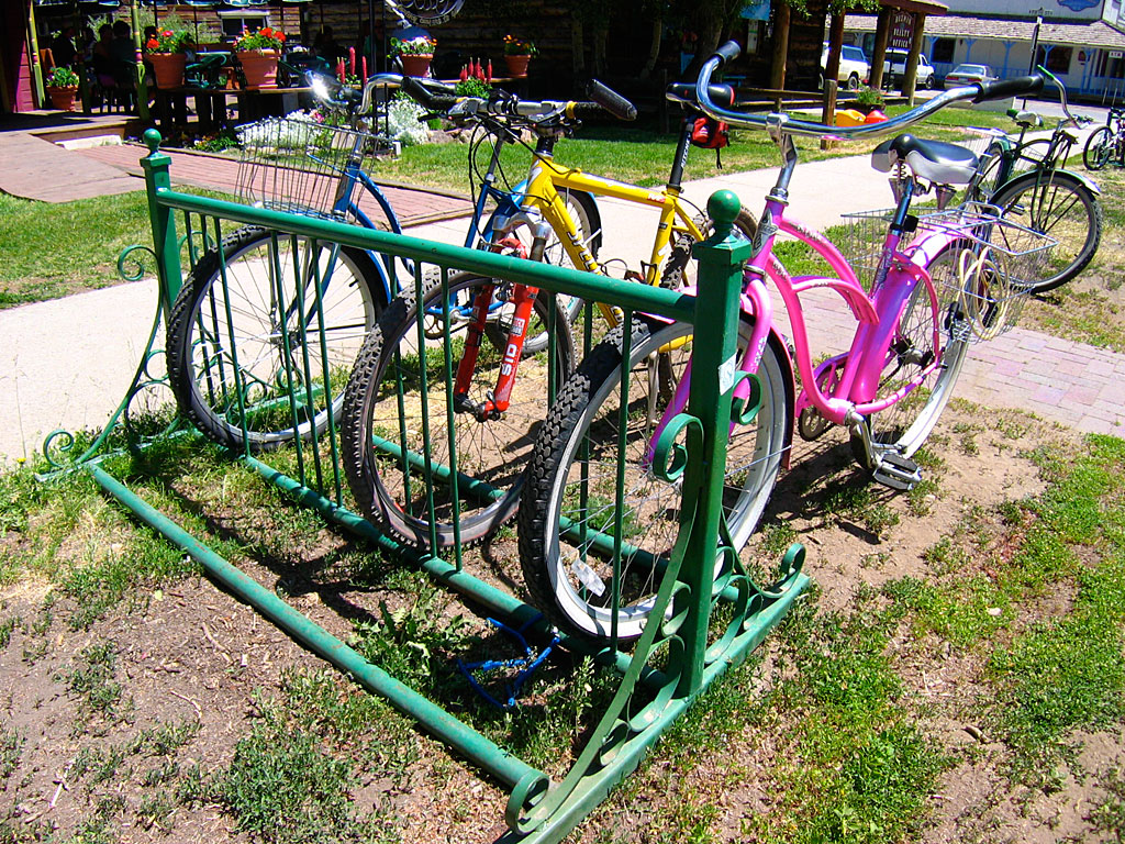 In the summer, Crested Butte is a very bike-centric town, with bike racks in front of every store and home. In the summer, Crested Butte is a very bike-centric town, with bike racks in front of every store and home.