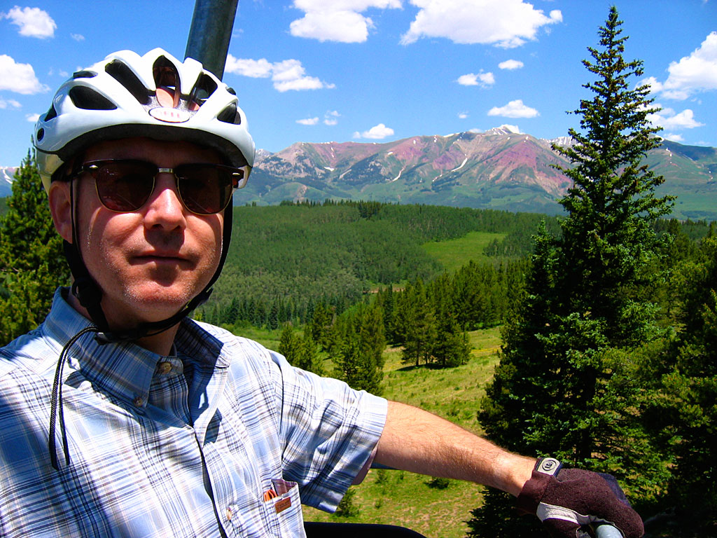 Eric proves you can go mountain biking and have a great deal of whimsy while wearing an ironed, collared shirt. Eric proves you can go mountain biking and have a great deal of whimsy while wearing an ironed, collared shirt.