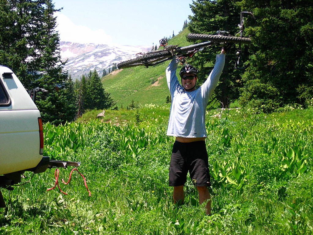 Mark assumes the obligatory mountain biker pose. Mark assumes the obligatory mountain biker pose.