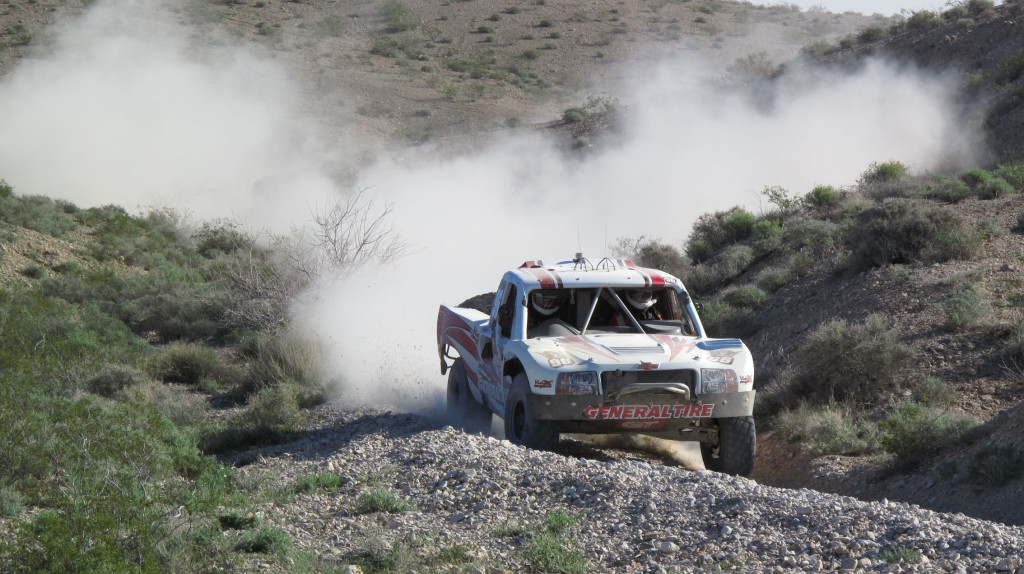 A Trophy Truck running up front on the first lap. A Trophy Truck running up front on the first lap.