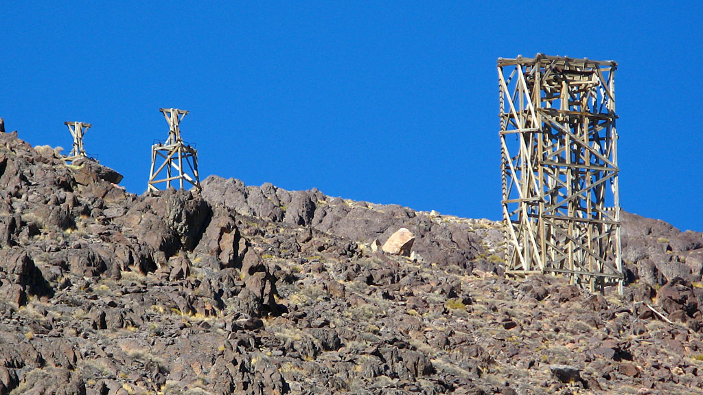 A few of the tram's remaining towers on the west side of the mountains. A few of the tram's remaining towers on the west side of the mountains.