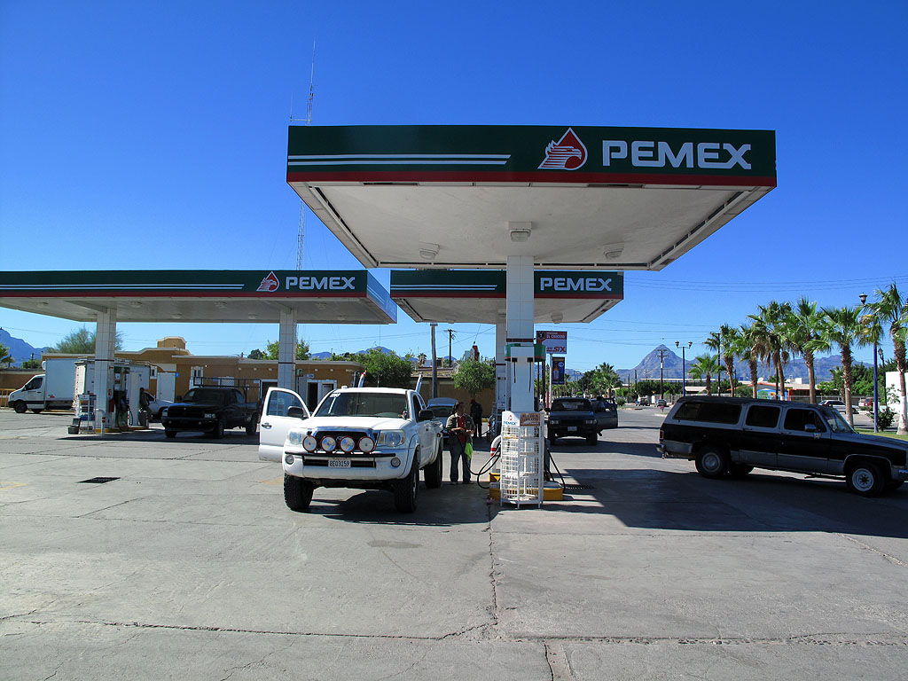 Gassing up at the Pemex station in Loreto. Gassing up at the Pemex station in Loreto.