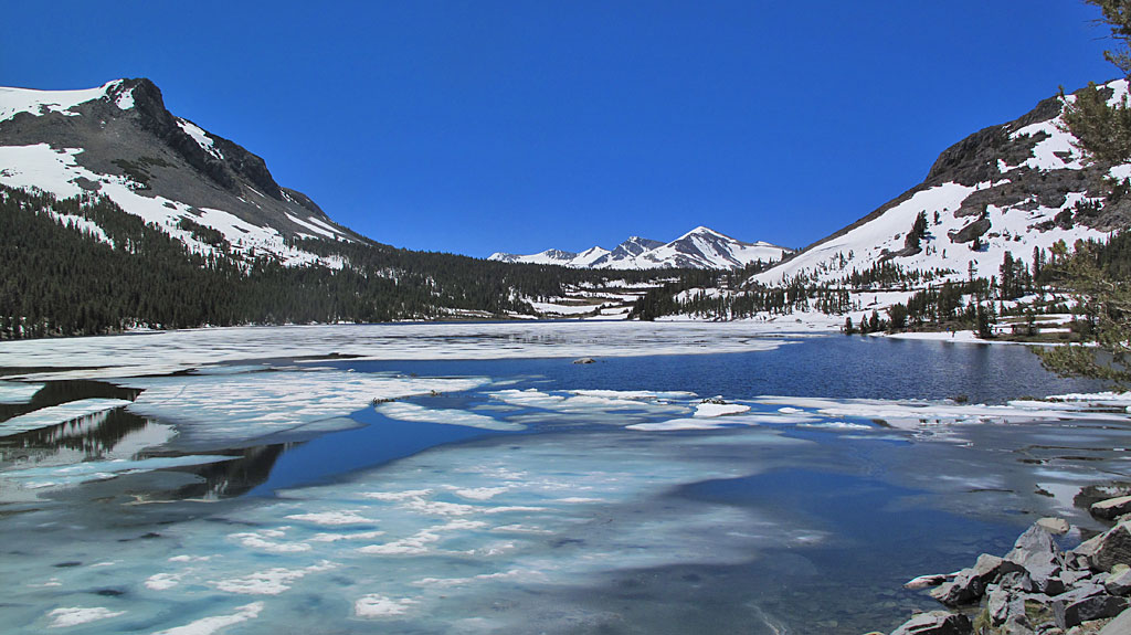 Tioga Lake looking toward Tioga Pass. Tioga Lake looking toward Tioga Pass.