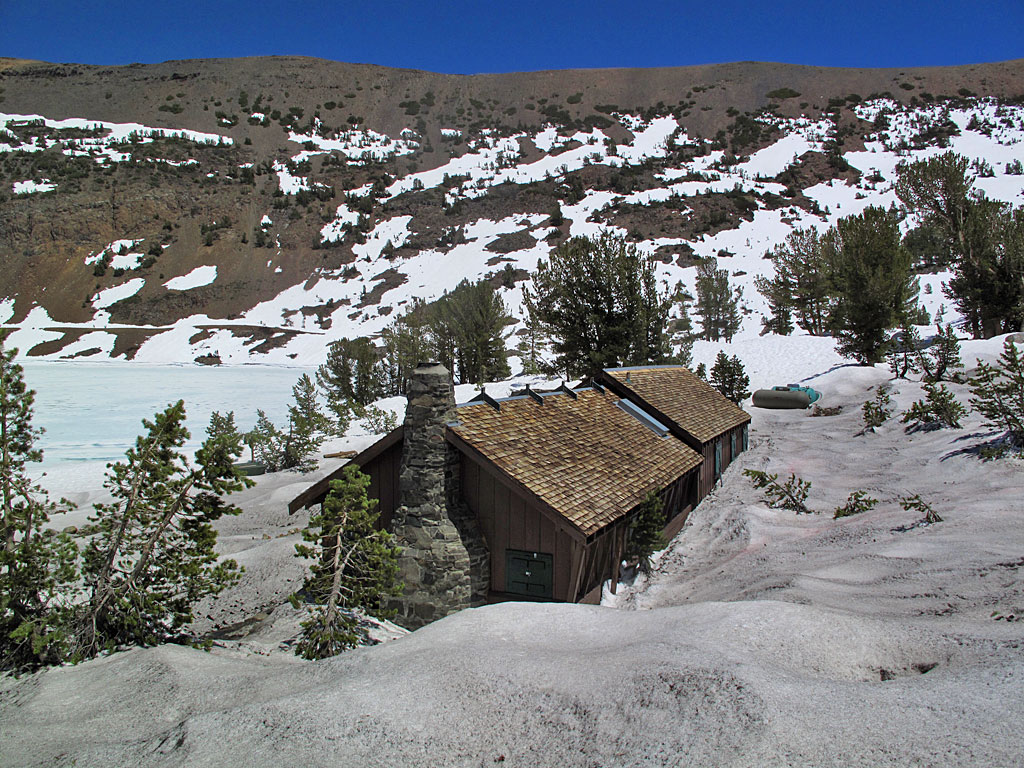 Saddlebag Lake Resort - the lake is on the left, frozen. Saddlebag Lake Resort - the lake is on the left, frozen.