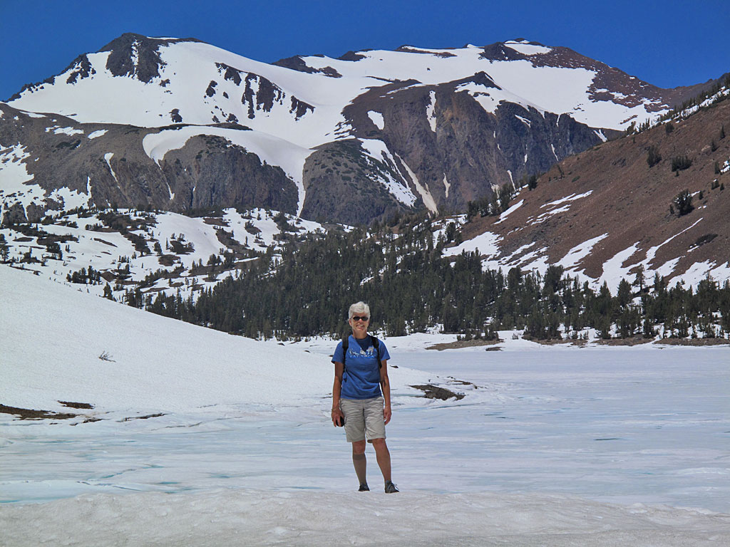 10,000' elevation with a frozen Saddlebag Lake in the background. 10,000' elevation with a frozen Saddlebag Lake in the background.