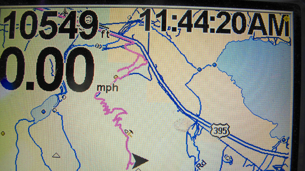 The GPSs pink breadcrumbs shows off the road's numerous switchbacks. The GPSs pink breadcrumbs shows off the road's numerous switchbacks.