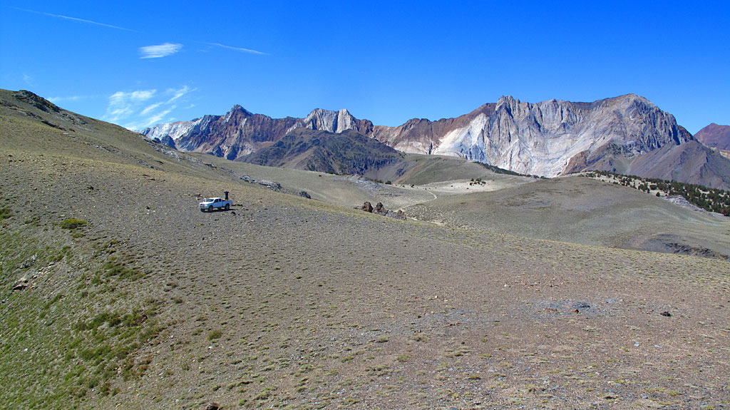 The McGee summit is on the left - we got to within 300 vertical feet (10,549'). The McGee summit is on the left - we got to within 300 vertical feet (10,549').