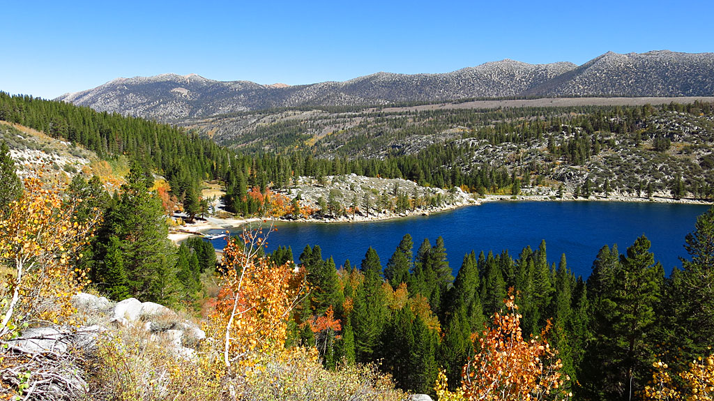 Rock Creek Lake from above; Wheeler Ridge in the background.