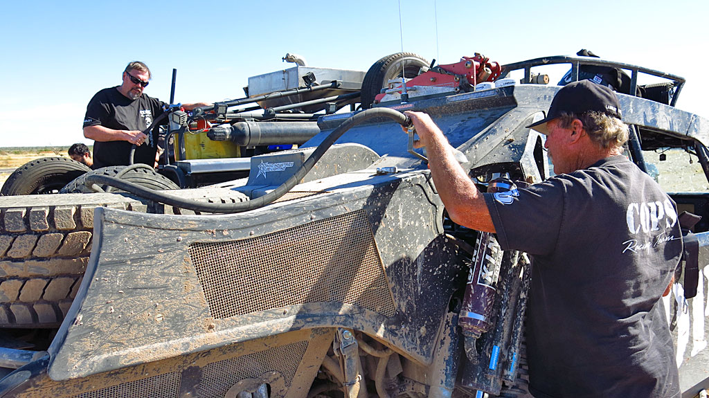 Dennis and Ron gas up Oprah at the soon-to-be BFGoodrich Pits near Santa Rita.