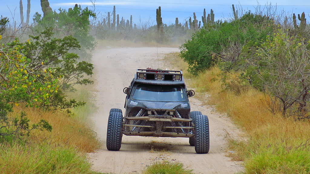 Navigating a race course access road.