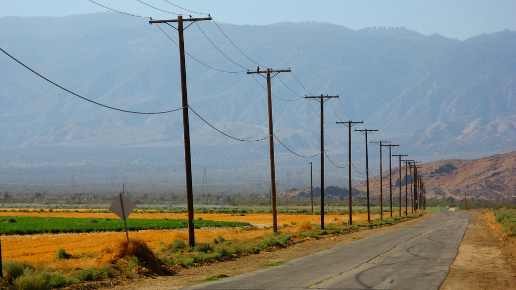 A pole line in Antelope Valley, California.