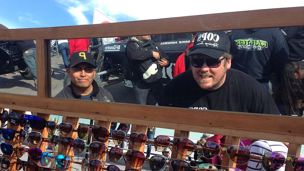 Zak gets some new sunglasses while passing thru Contingency - gotta look good while piloting the Trophy Truck.