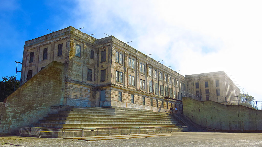 The exercise yard outside the cell blocks.