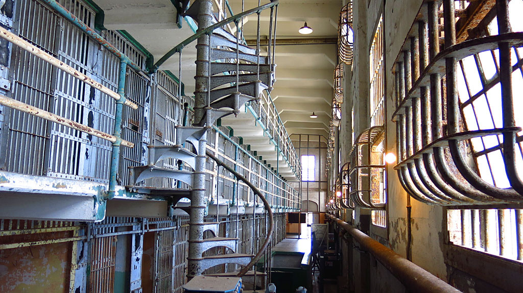 Alcatraz had four cell blocks, A-D, each with three stories.