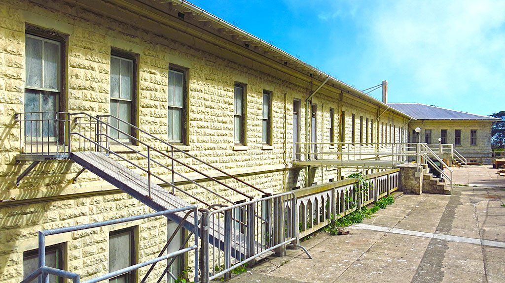 Building 64 were residential apartments, first used by the military, then by the prison.