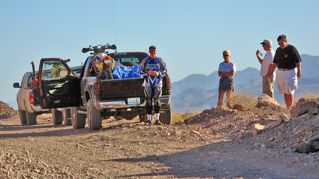 Steve, Carol , Matt, and Mike pausing and refreshing at the top of the grade.