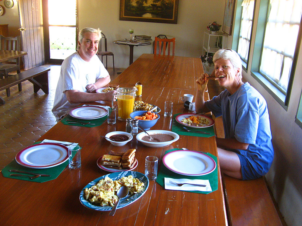 Breakfast comes with the room at Meling Ranch - everything on our table was grown locally.