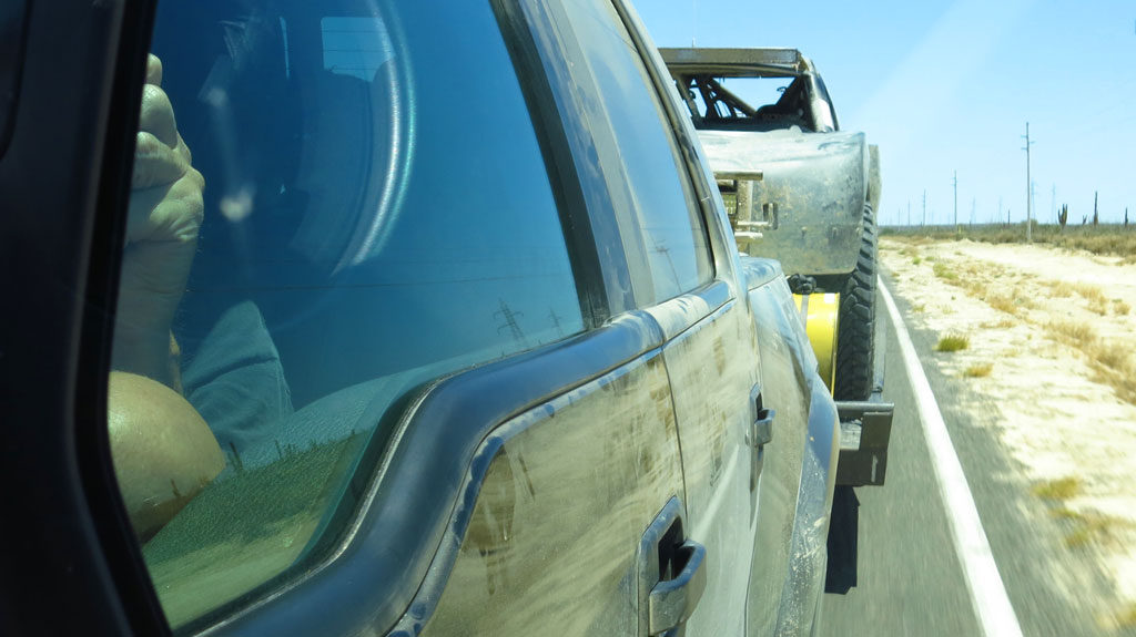 Steve and I spent a night to get to Zak, who was waiting patiently (and freezing) in his truck in front of the San Juanico police station. With Zak's truck on the trailer, we rejoined the race in progress on Wednesday. Tuesday-Wednesday would eventually be a 38 hour day for us.