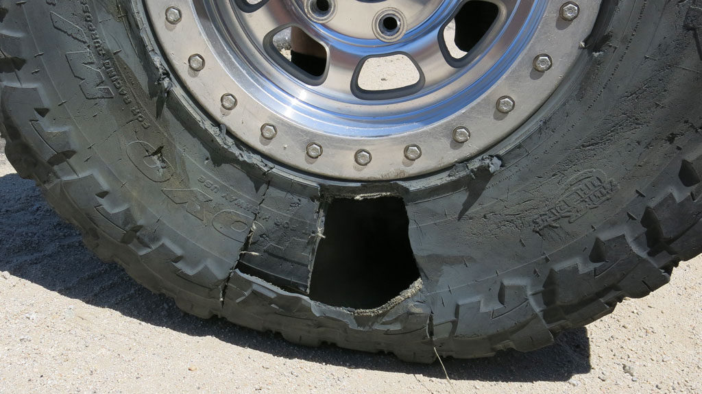 We swapped out one of the #250's tires before the last Special Section due to low air pressure.