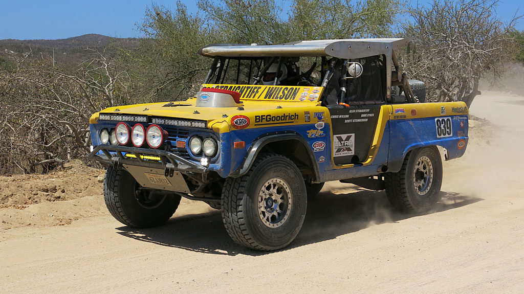 Chris Wilson and Glen Straightiff working for the finish in the Vintage Class 1966 Ford Bronco.