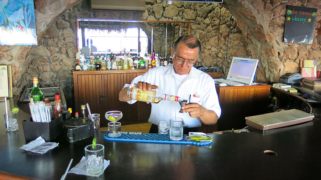 Where the best margaritas in the world are made: the bar at the Oasis Hotel in Loreto.