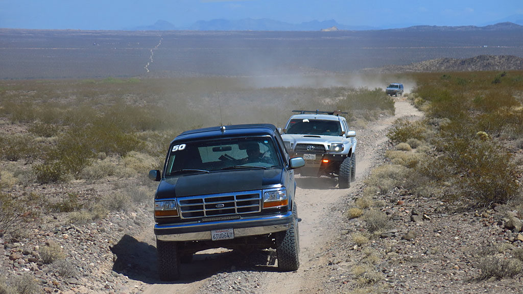 That's the Mojave Road in the background, left of center. In all, we will cover 175 miles of desert over the next two days.