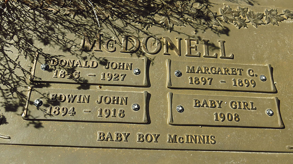 The McDonell family plot in the Bodie graveyard.