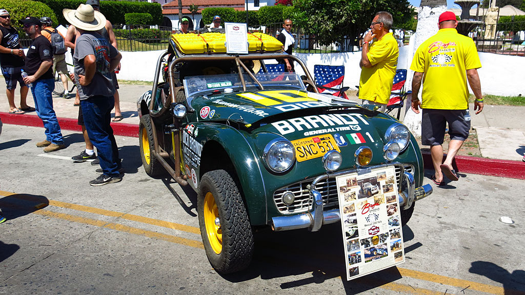 This 1959 Triumph TR3 was in the first NORRA Mexican 1000 50 years ago, but DNF'd after breaking a crankshaft near Santa Ynez. This year, the car saw the checkers in San Jose del Cabo.