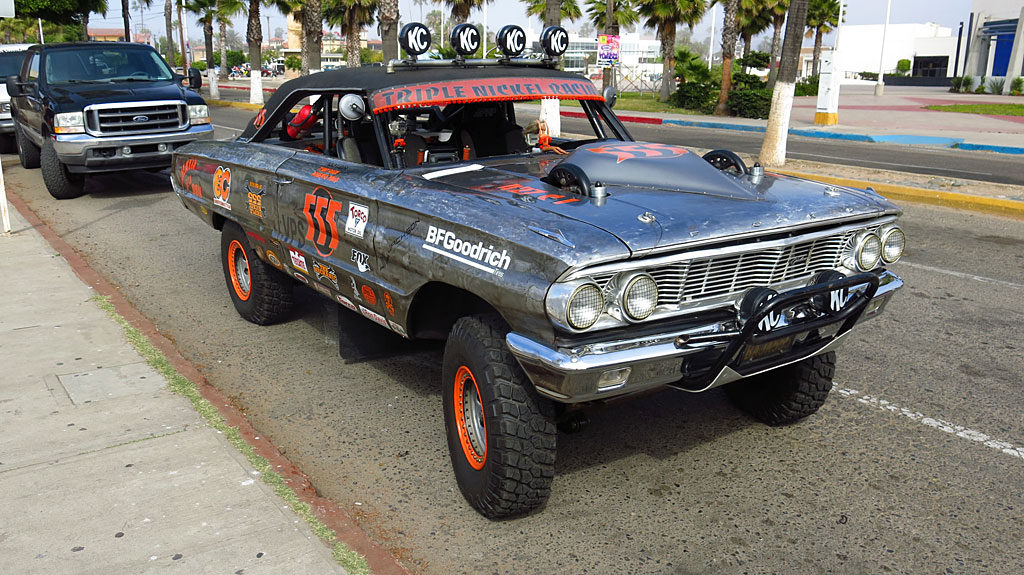 Rene Aguirre was piloting Triple Nickel Racing's El "Galaxia de la Baja," a 1964 Ford Galaxie competing in the Vintage Production Cars Class. He saw the finish in San Juan.