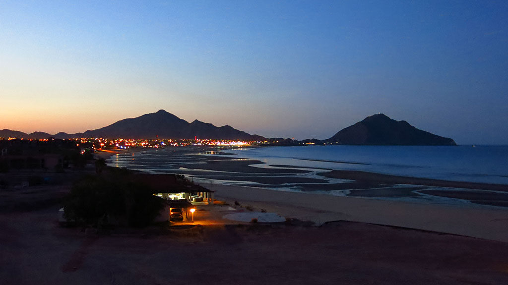 The first day of racing was uneventful -- the way we like it. Night time consumes San Felipe on the Sea of Cortez.