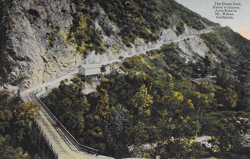 On Front: The Climb from Eaton's Canyon. Auto Road to Mt. Wilson, California.