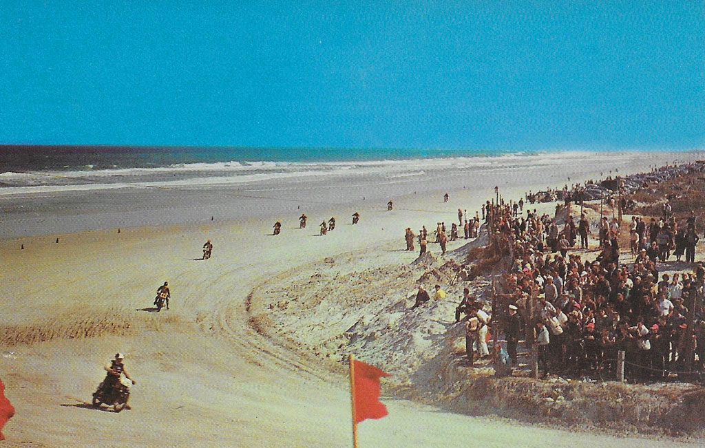 On back: MOTORCYCLE RACE, Daytona Beach, Florida, "Speed Capital of the World." World championships are decided annually in the 100-mile and 200-mile motorcycle races on the beach course.