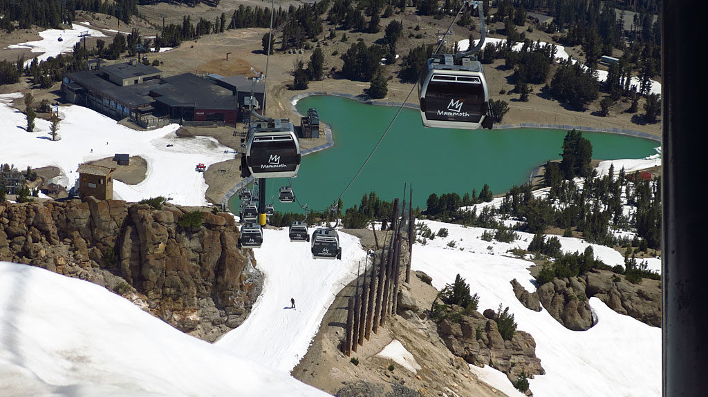 Mammoth is planning to be open for skiing and snowboarding through mid-August. Not so good for us mountain bikers -- our only riding options were the baby trails at the bottom of the mountain -- not worth a day's lift pass.