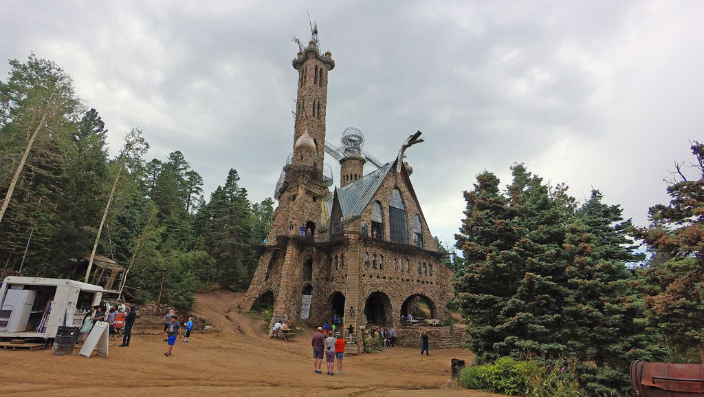 A constant work-in-progress, the Castle occupies two-and-a-half acres of land surrounded by national forest and Highway 165. Located at 9,000', the castle sees a lot of snow.