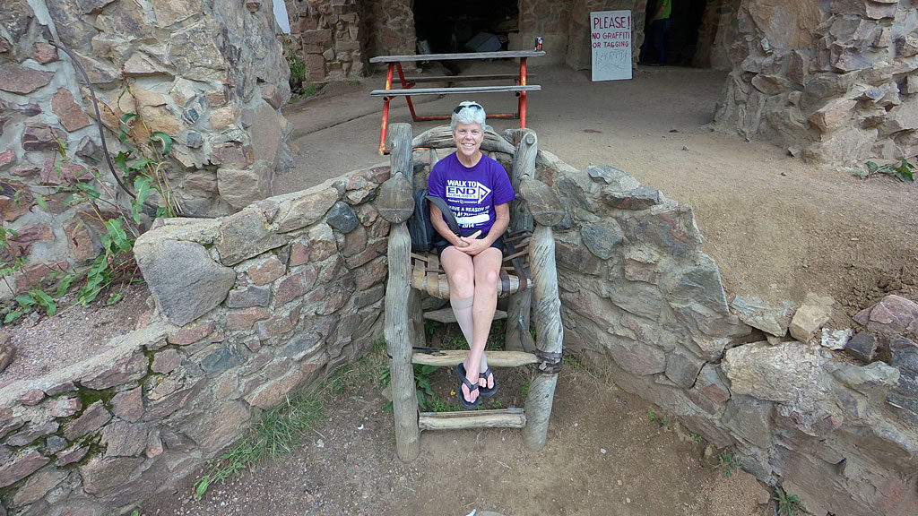 The over-sized comfy chair in front of the Castle greets visitors.